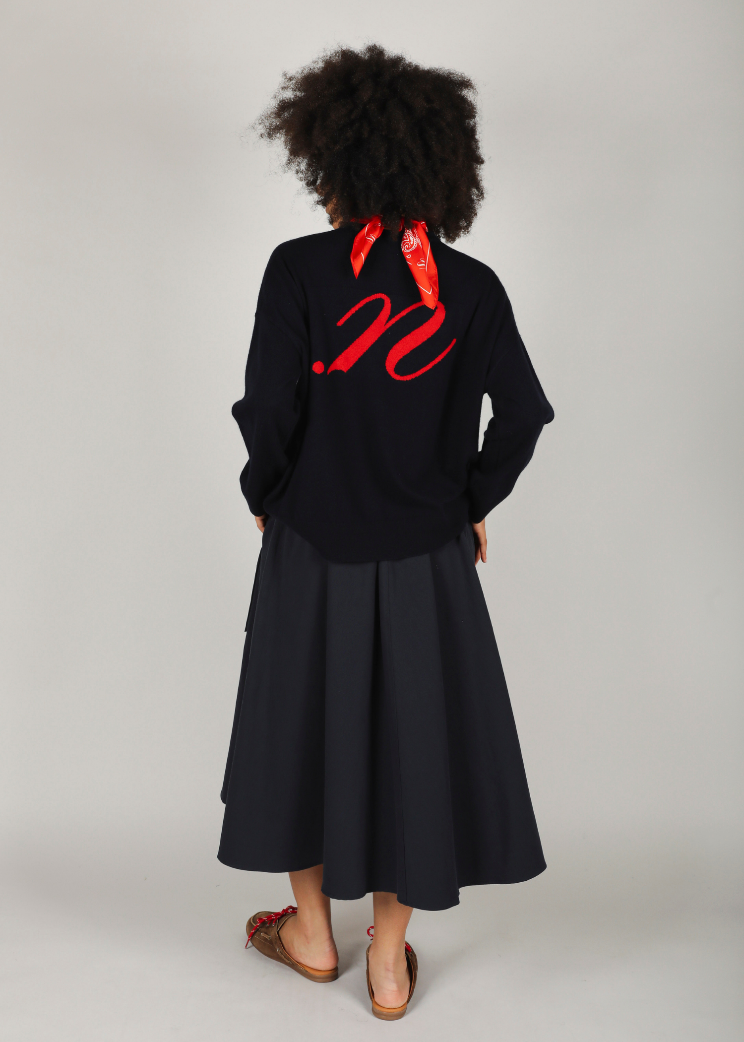 Benji knit logo - navy red