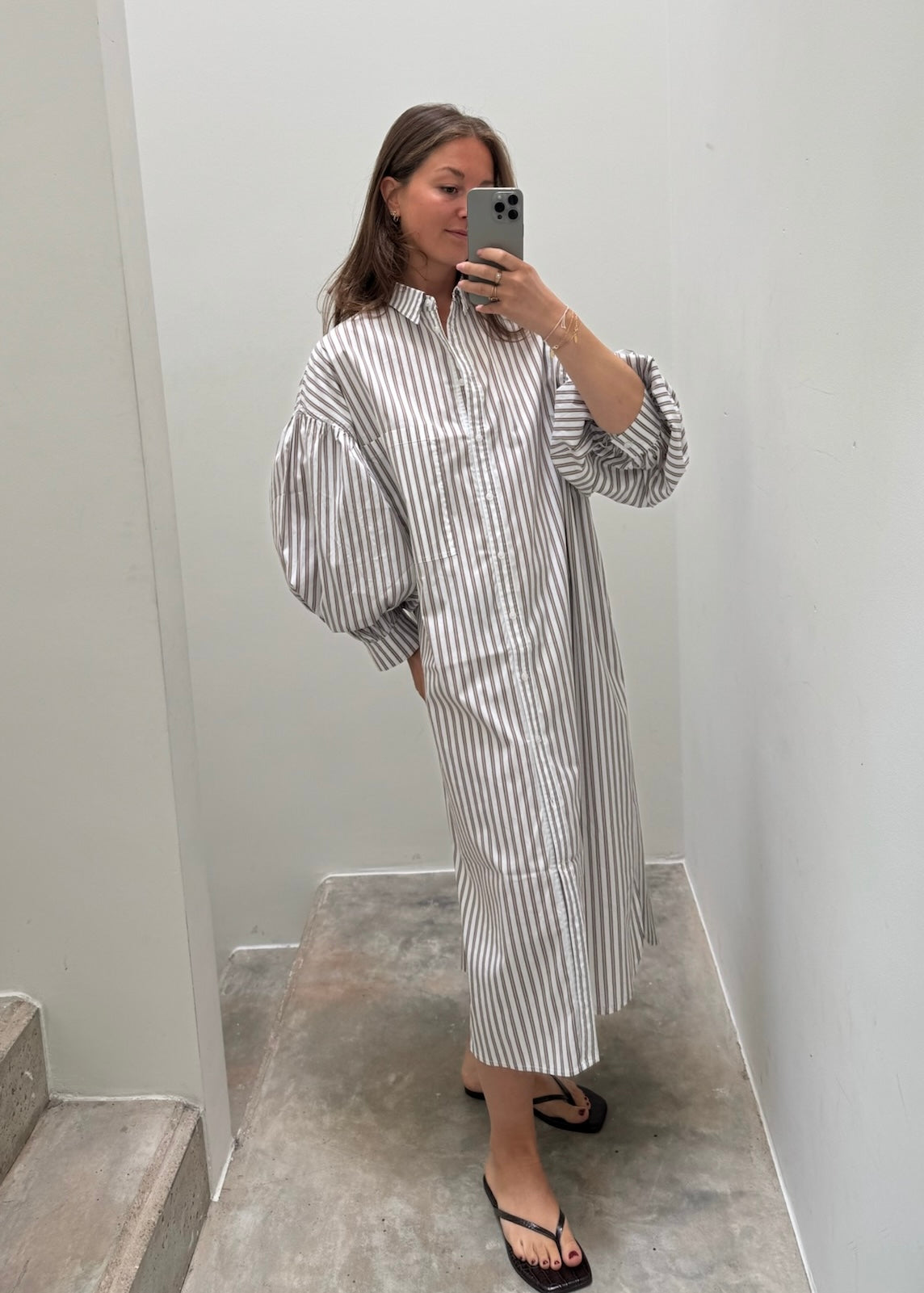 Carry dress - camel striped