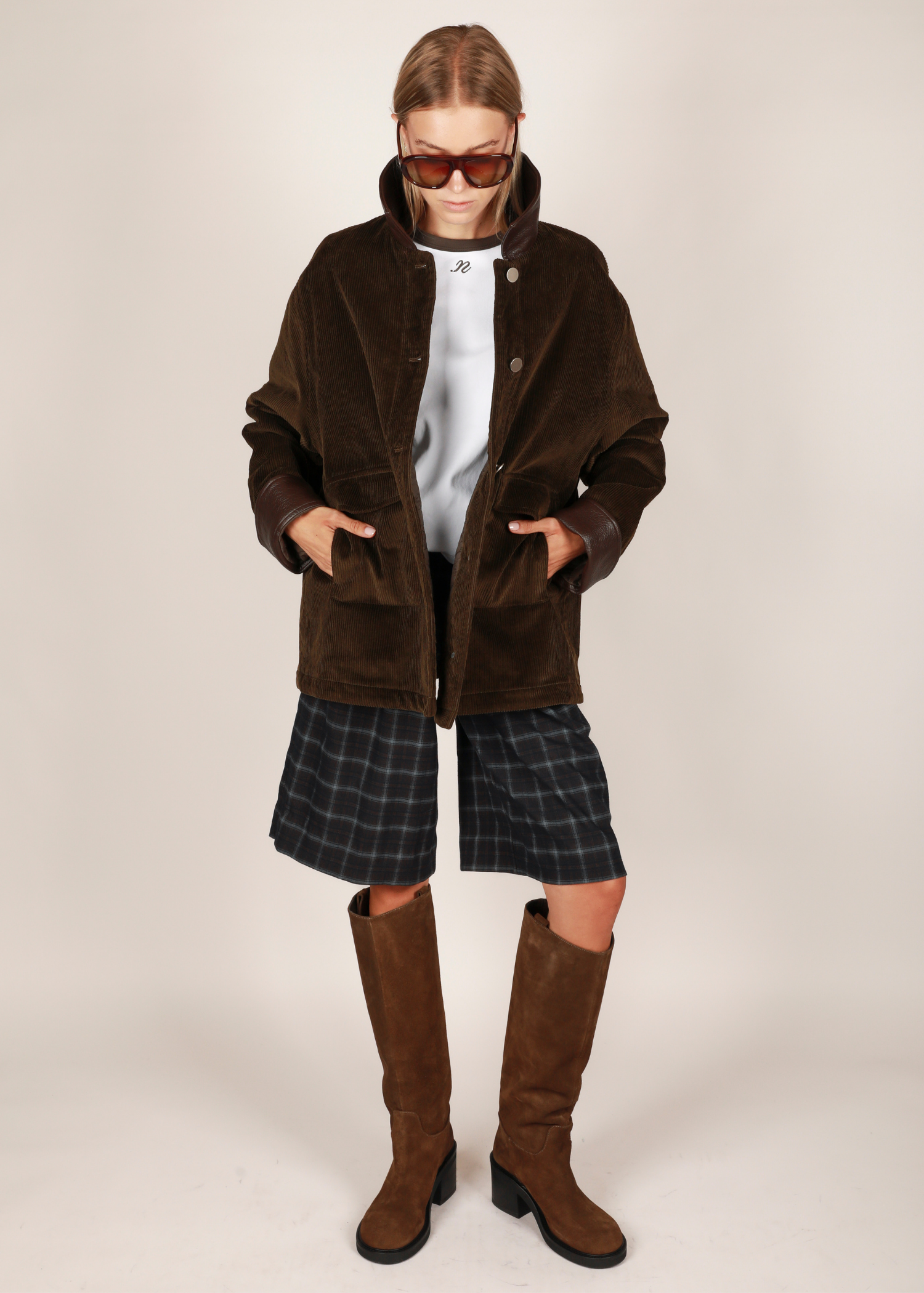 Boris coat - khaki leather