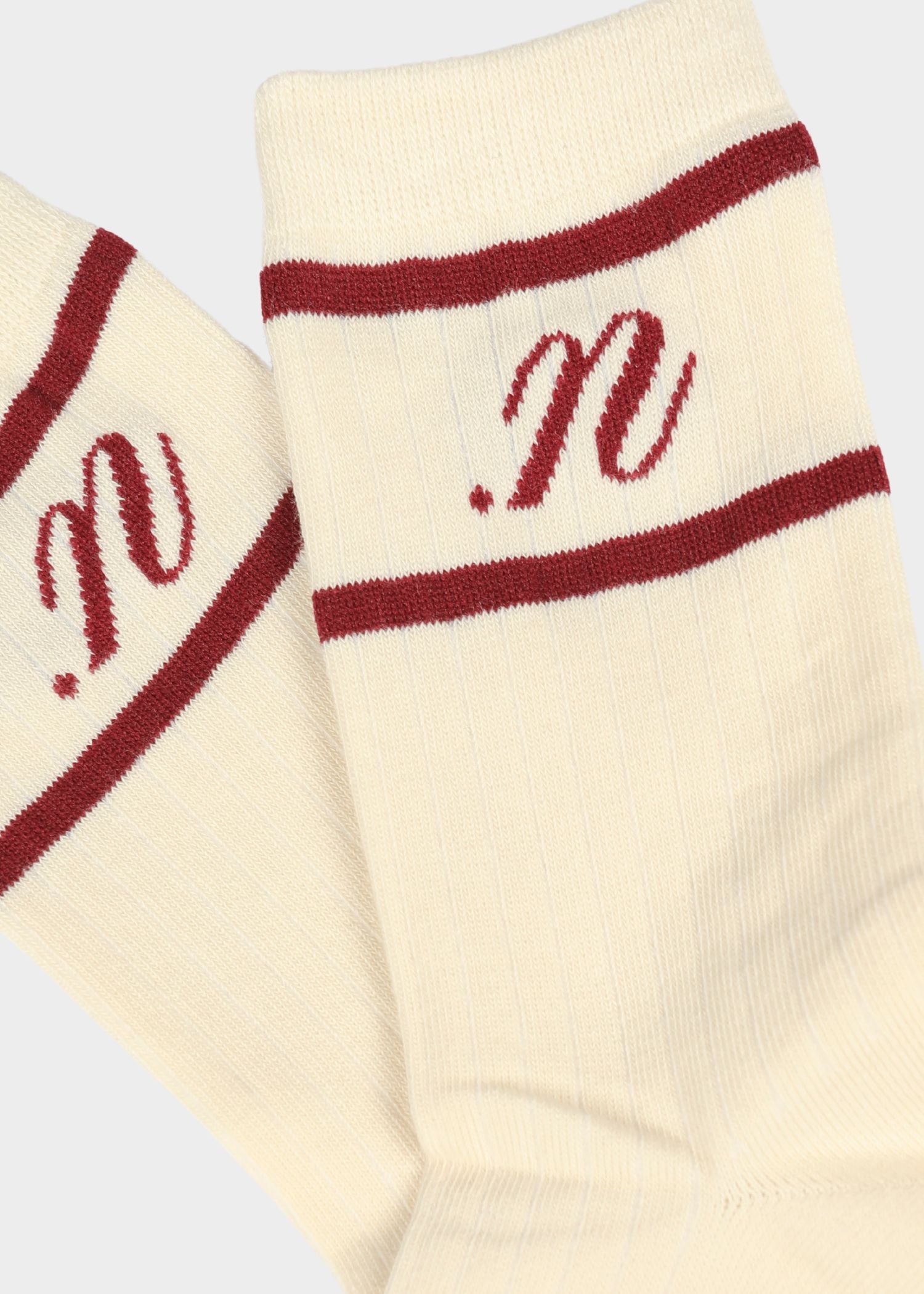 NOTED ANDY SOCKS CREAM BURGUNDY DETAIL