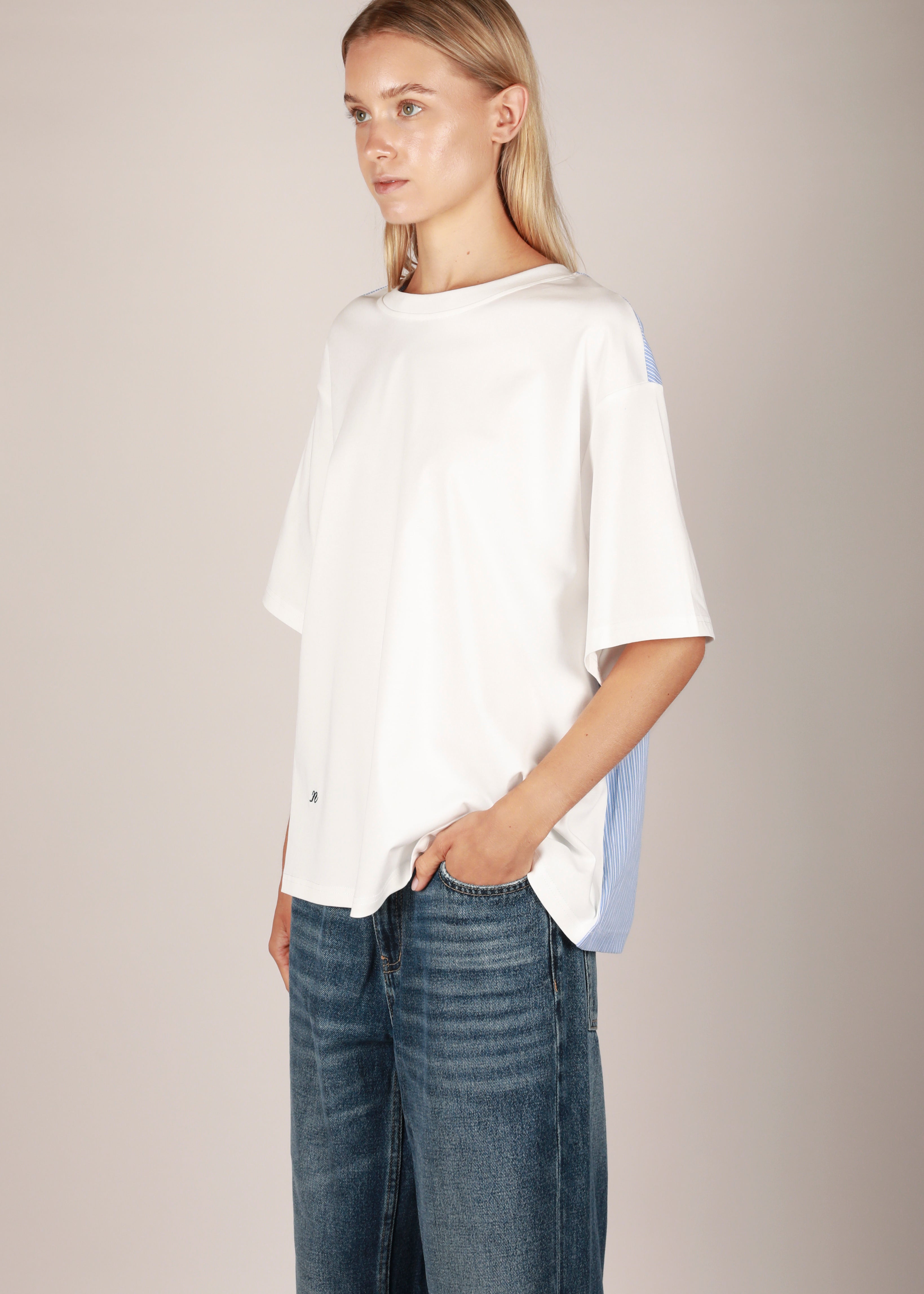 Coli t-shirt - white blue stripes
