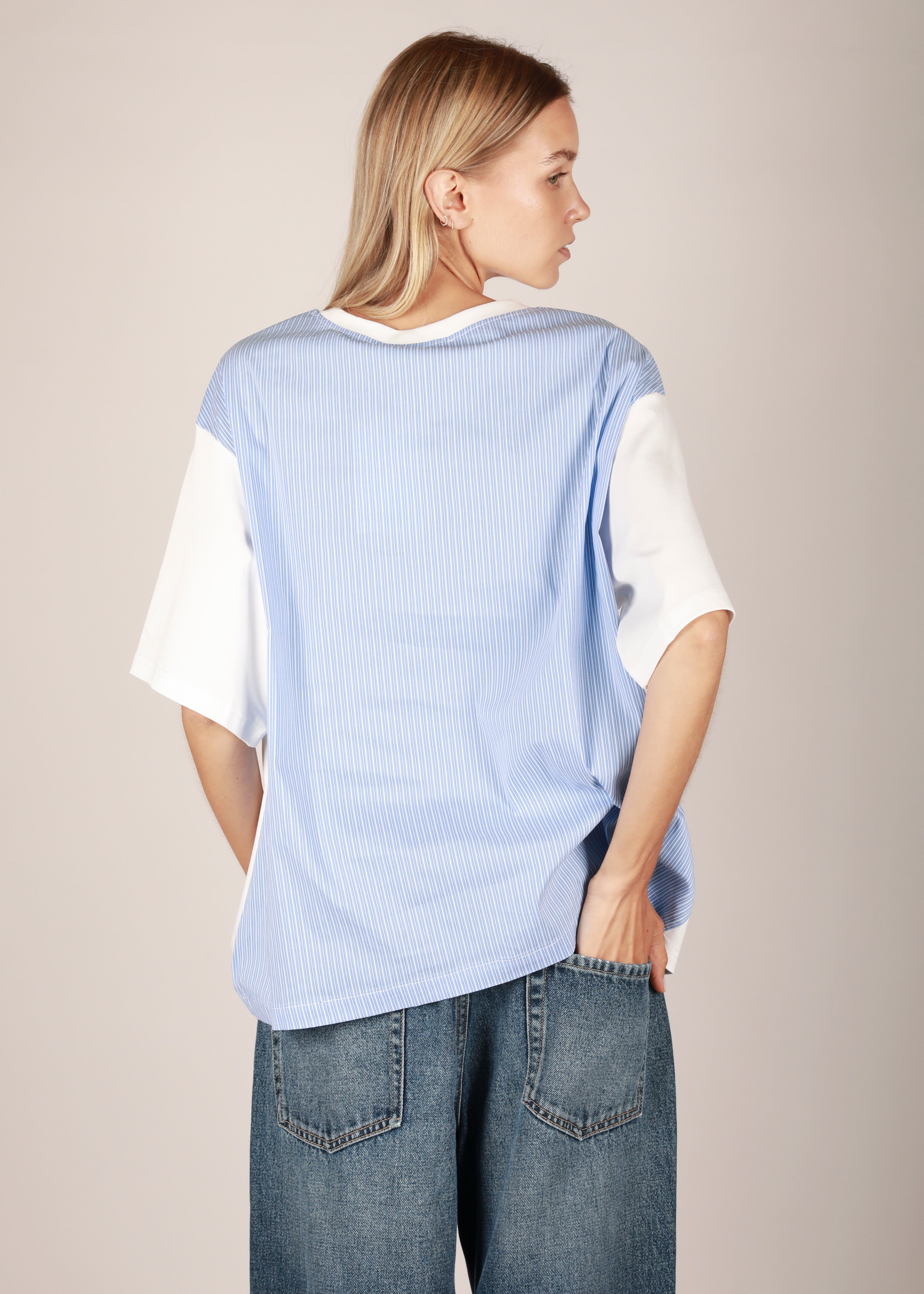 Coli t-shirt - white blue stripes