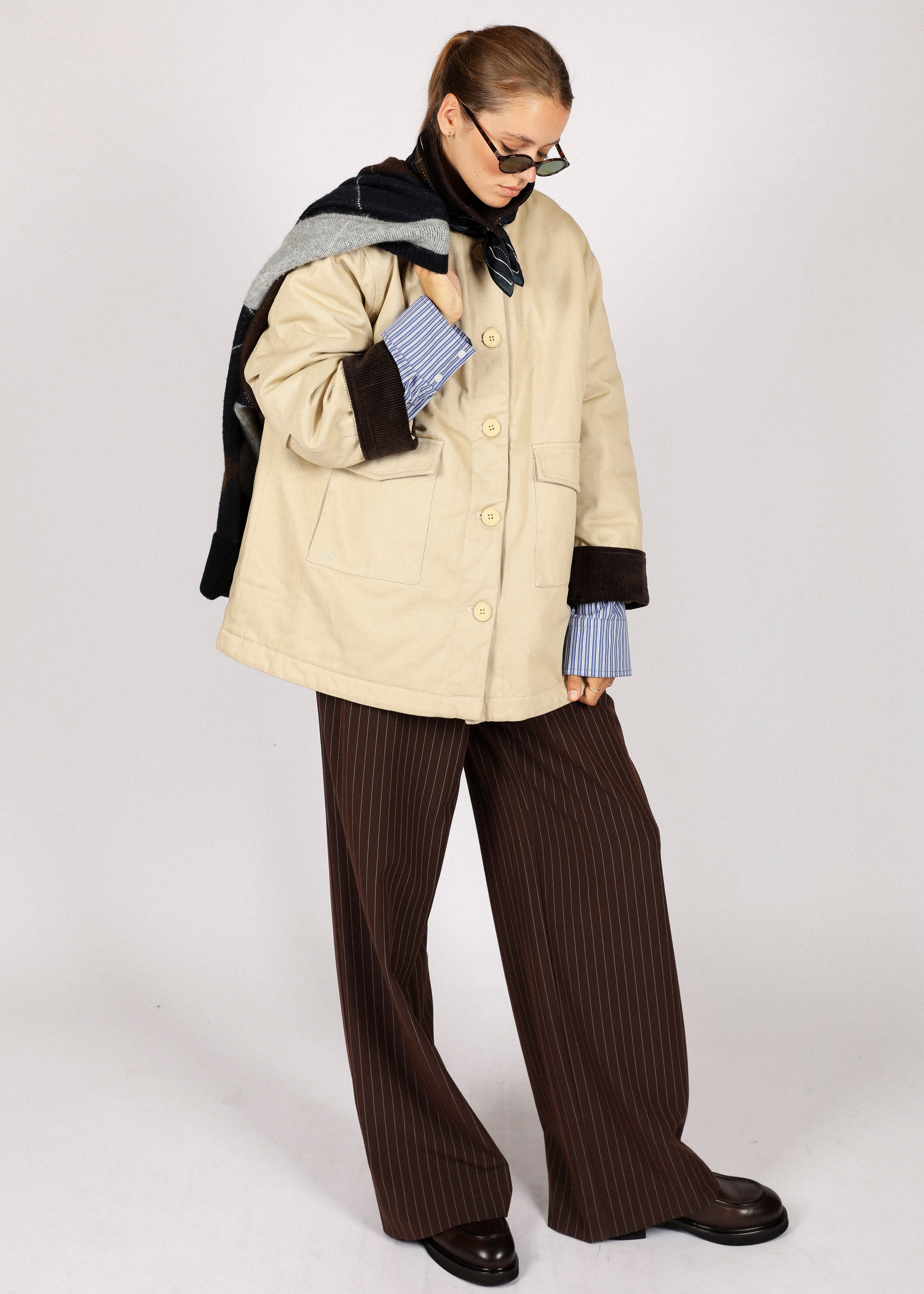 Abbi pants - dark brown striped
