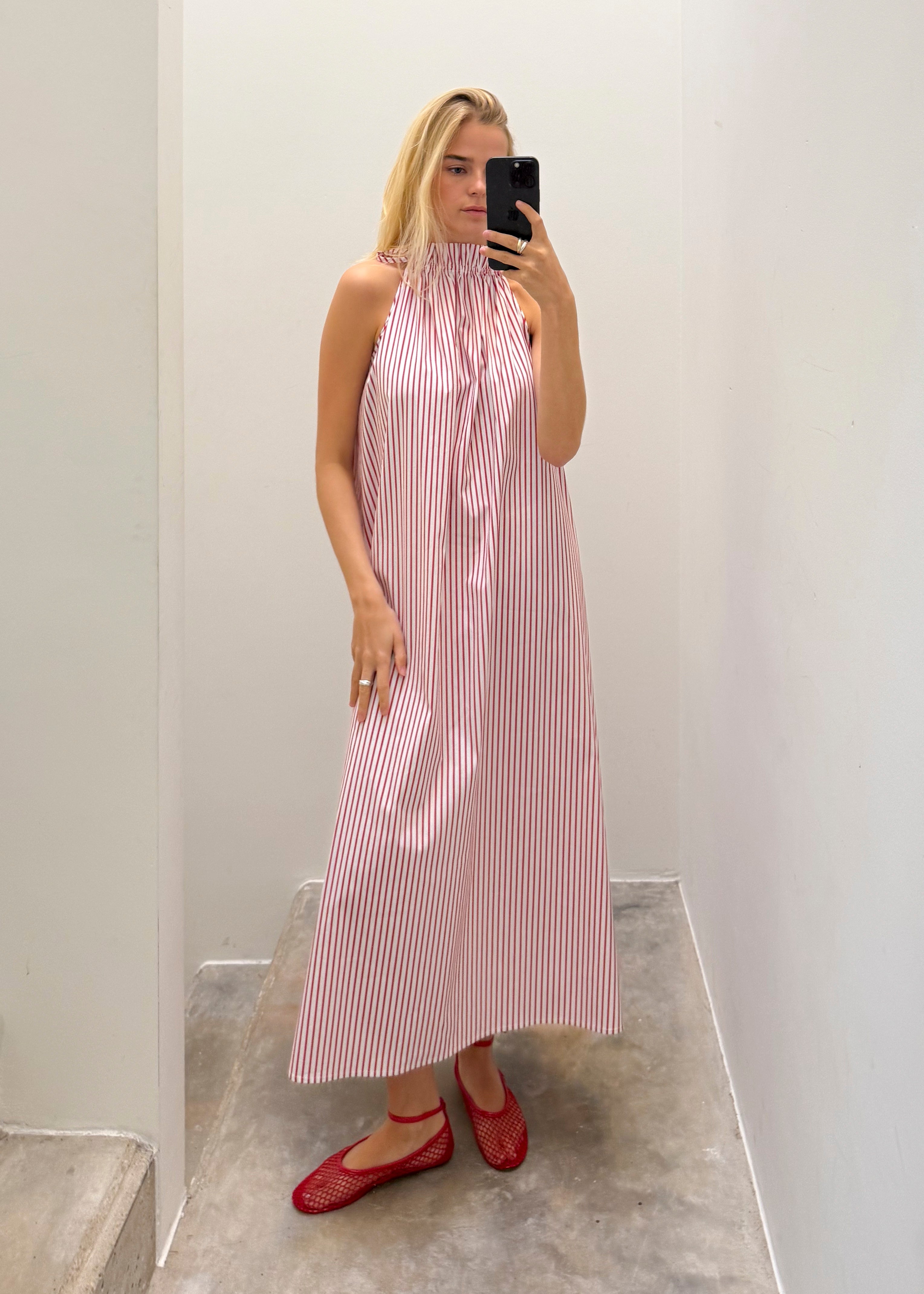 Halter dress - red stripe