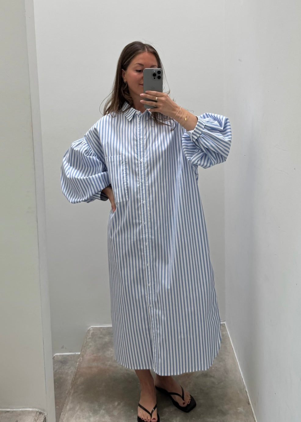 Carry dress - light blue striped