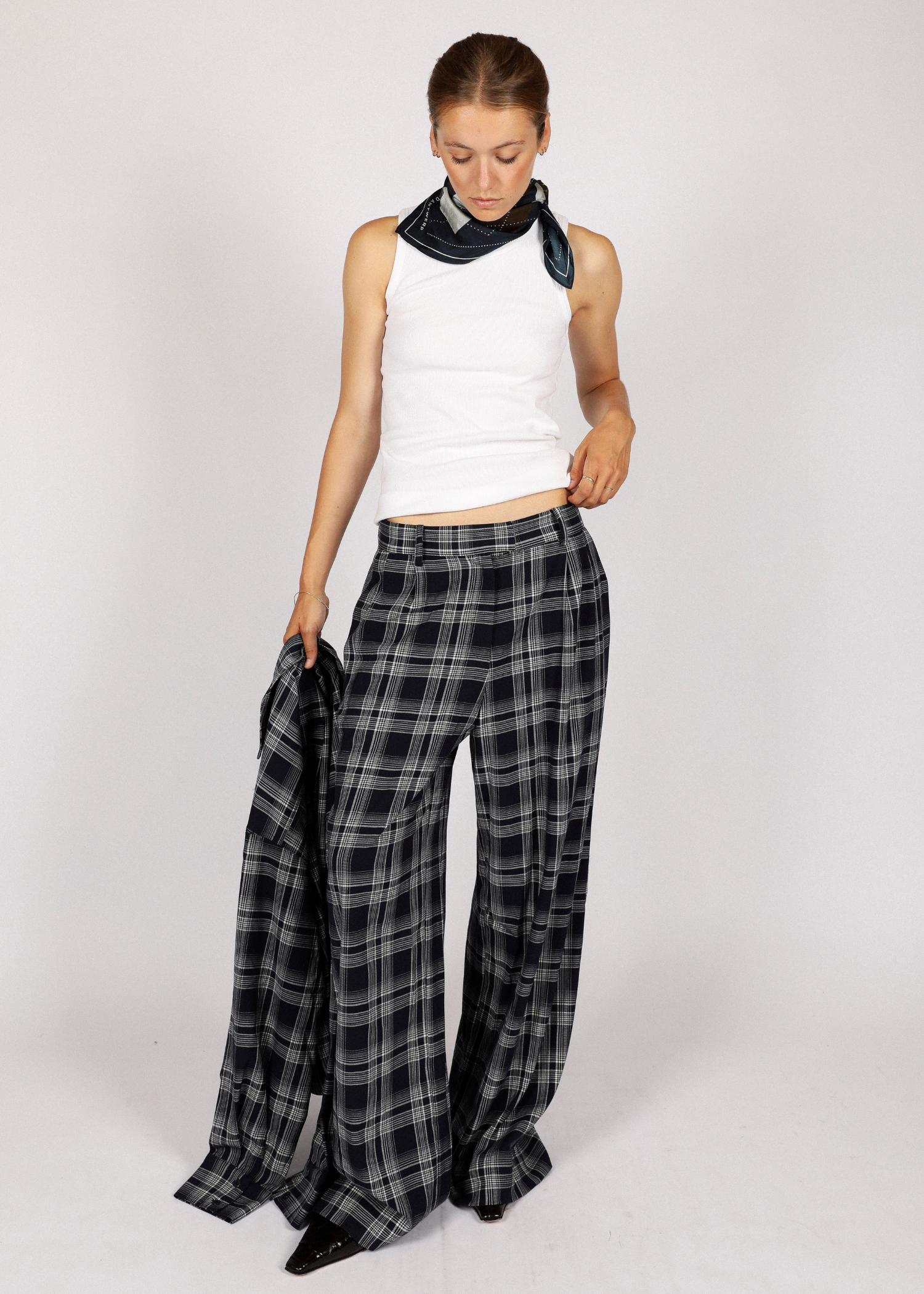 NOTED ABBI PANTS BLUE CHECKERED