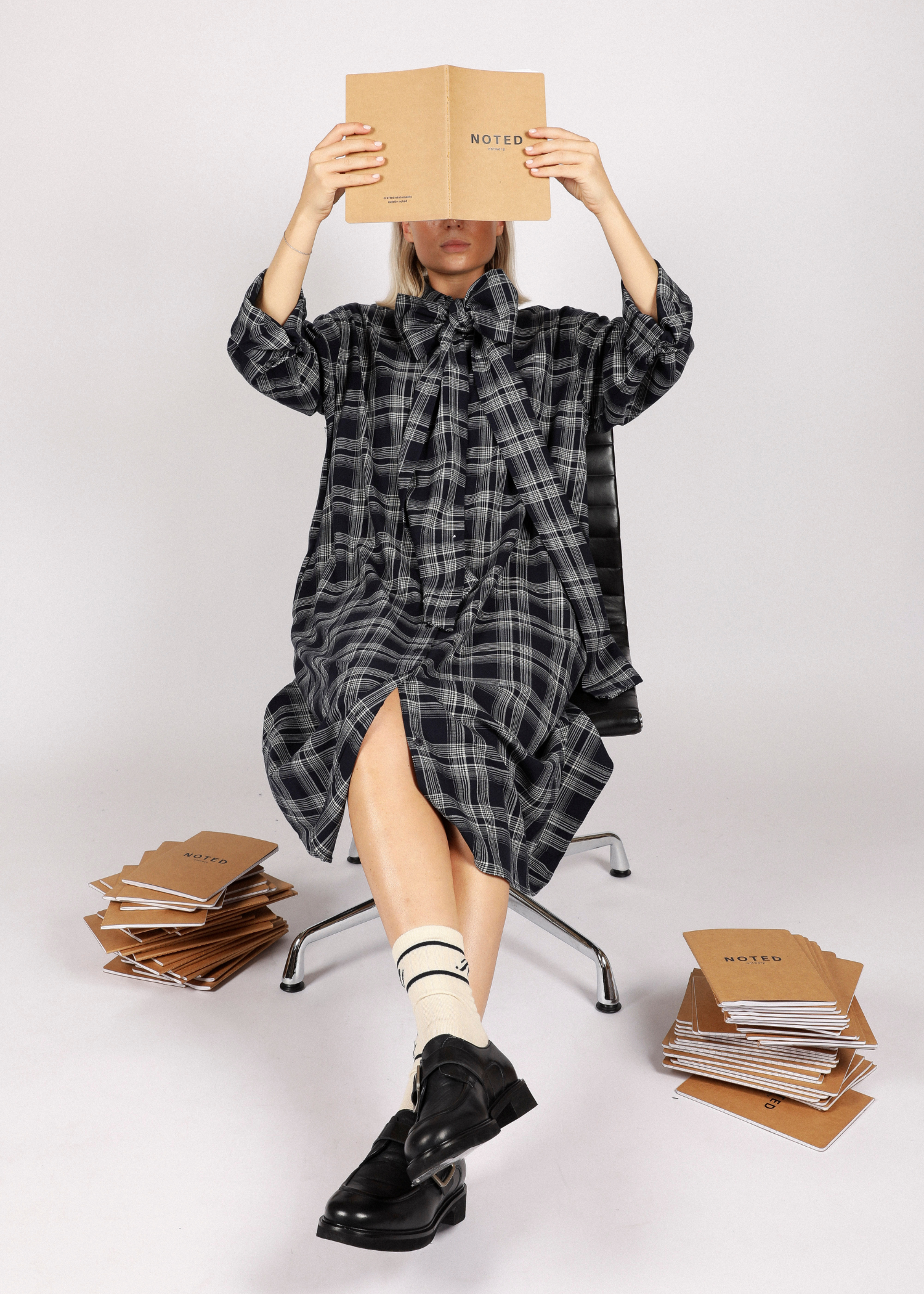 Anna dress - navy checkered