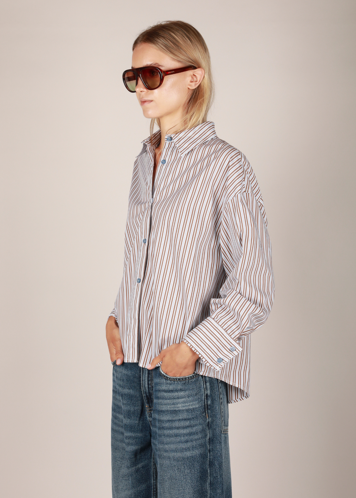 Anni shirt - Blue Brown striped