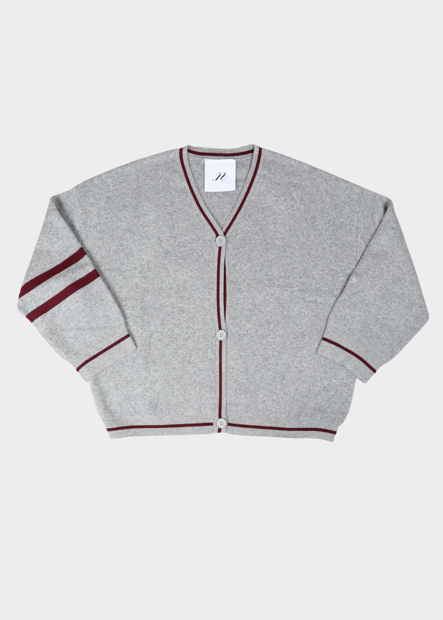 Benny Cardigan - light grey/bordeaux logo
