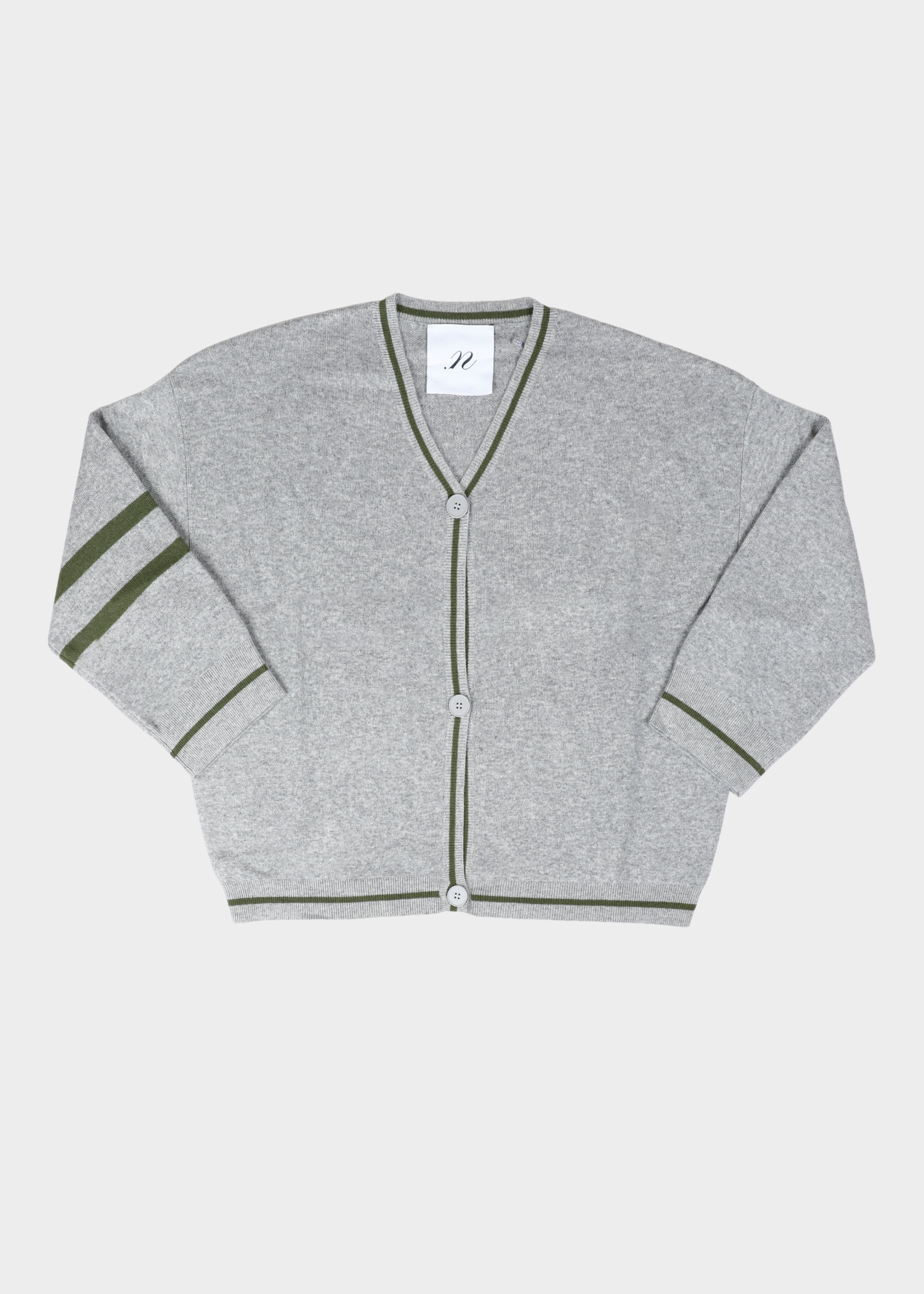 Benny Cardigan - light grey/khaki logo