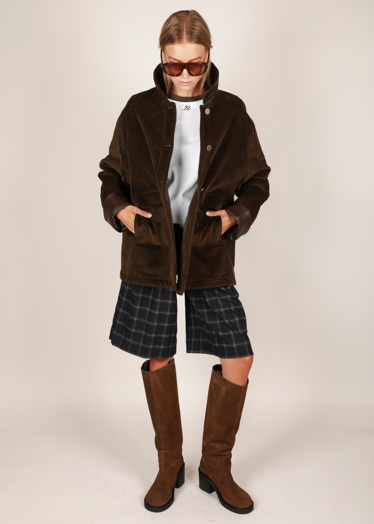 Boris coat - khaki leather