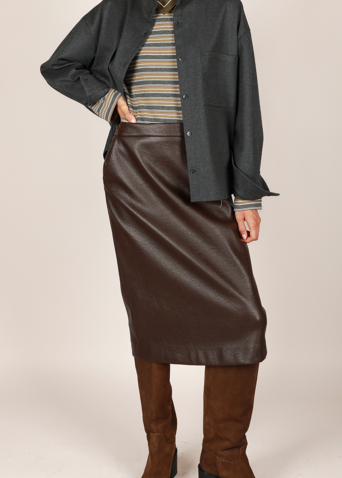 Dula skirt - Brown leather