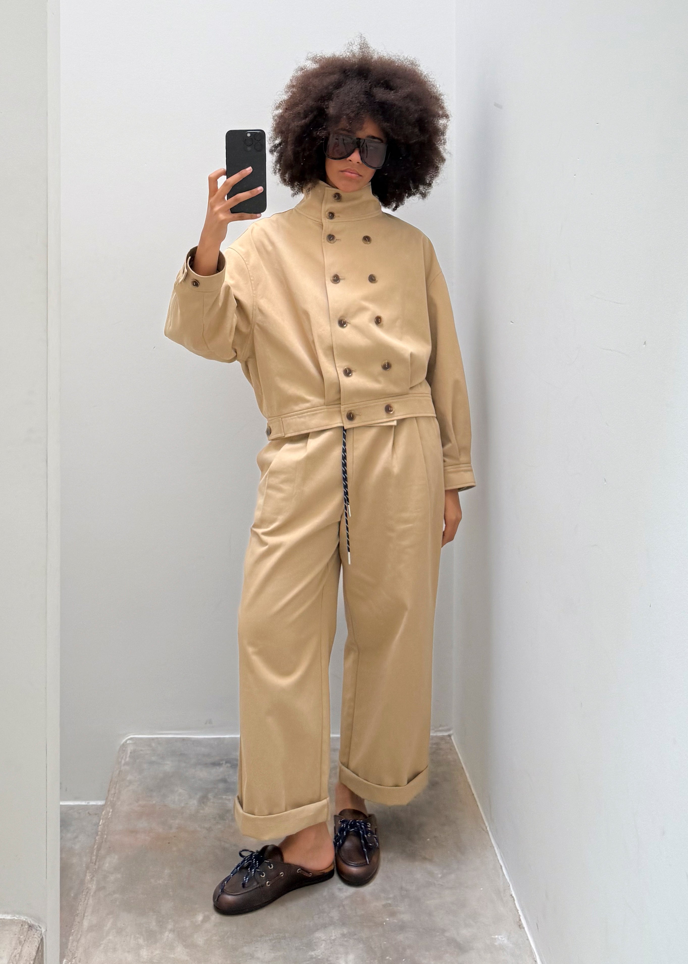 mirror selfie of the codi jacket from noted Antwerp 