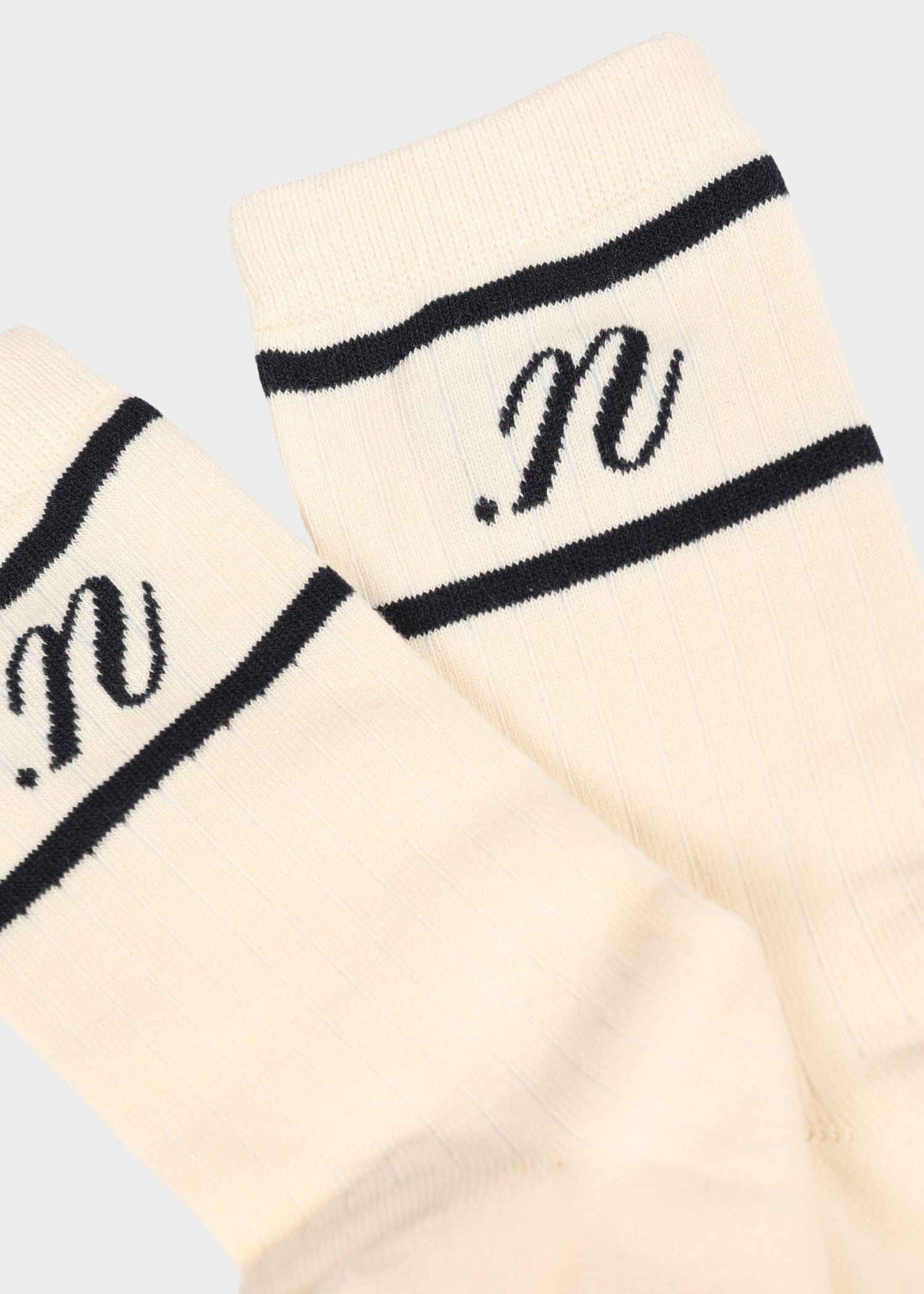 NOTED ANDY SOCKS CREAM NAVY DETAIL